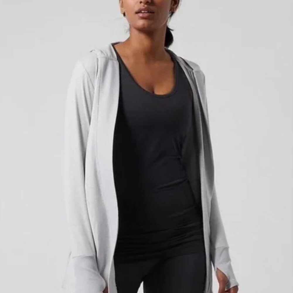 ATHLETA Uptempo Wrap Hooded Cardigan Gray SIZE M